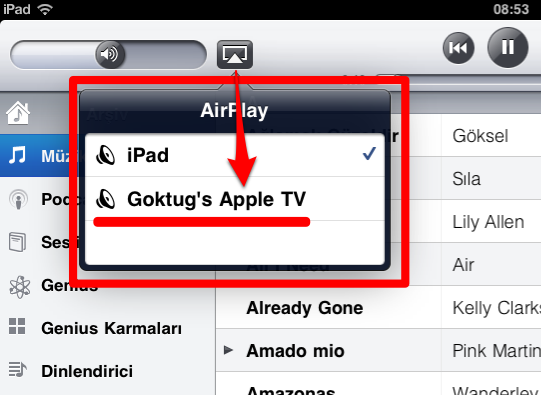 Sihirli elma apple tv airplay iPad 2a