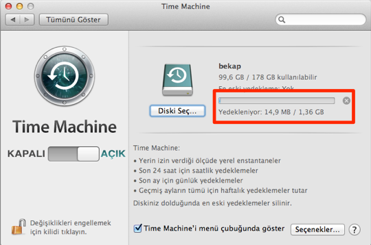 Sihirli elma mac yedekleme time machine 11