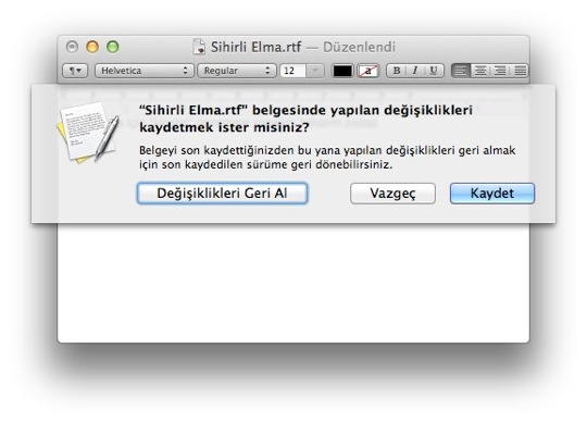 Sihirli elma mac belge dosya degisiklik otomatik kaydet 7