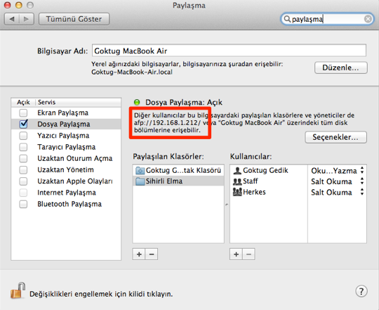 Sihirli elma mac windows dosya paylasimi 8