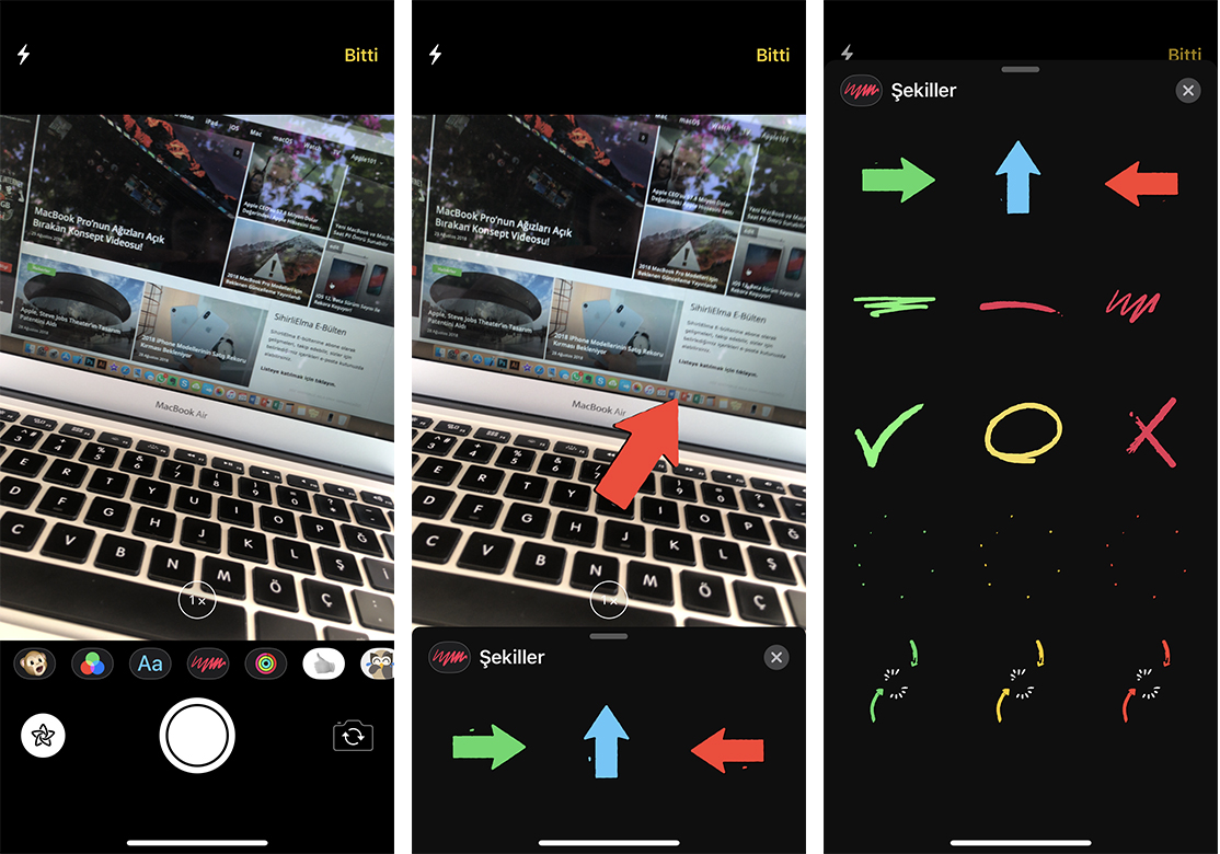 iOS 12 iMessage Şekiller