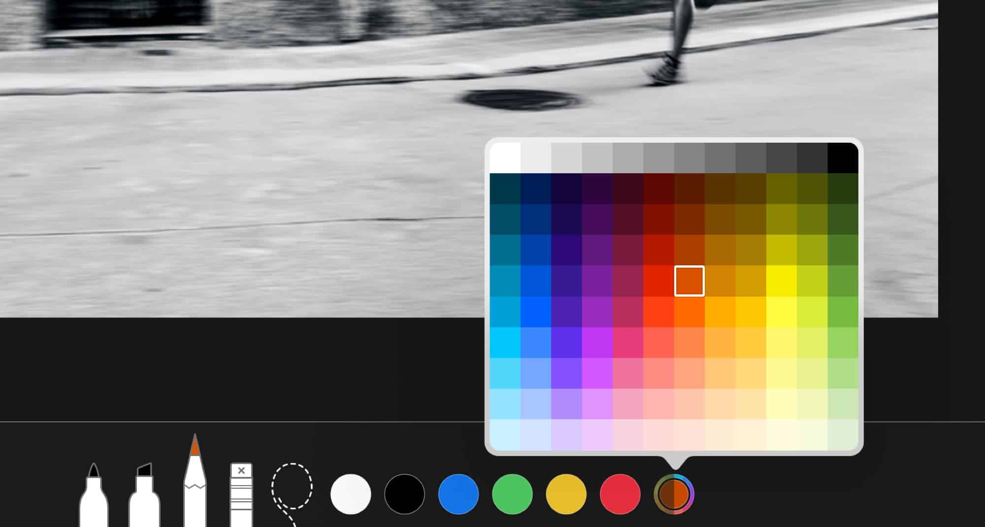 iOS 12 işaretleme özelliği renk paleti