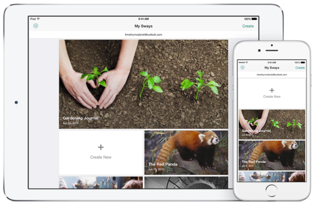 iPad ve iPhone için Sway Uygulaması