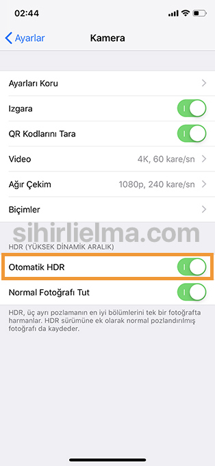 iPhone HDR Modunu Açma