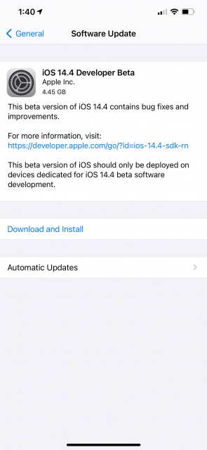 iOS 14.4 Beta 1 güncellemesi yayınlandı