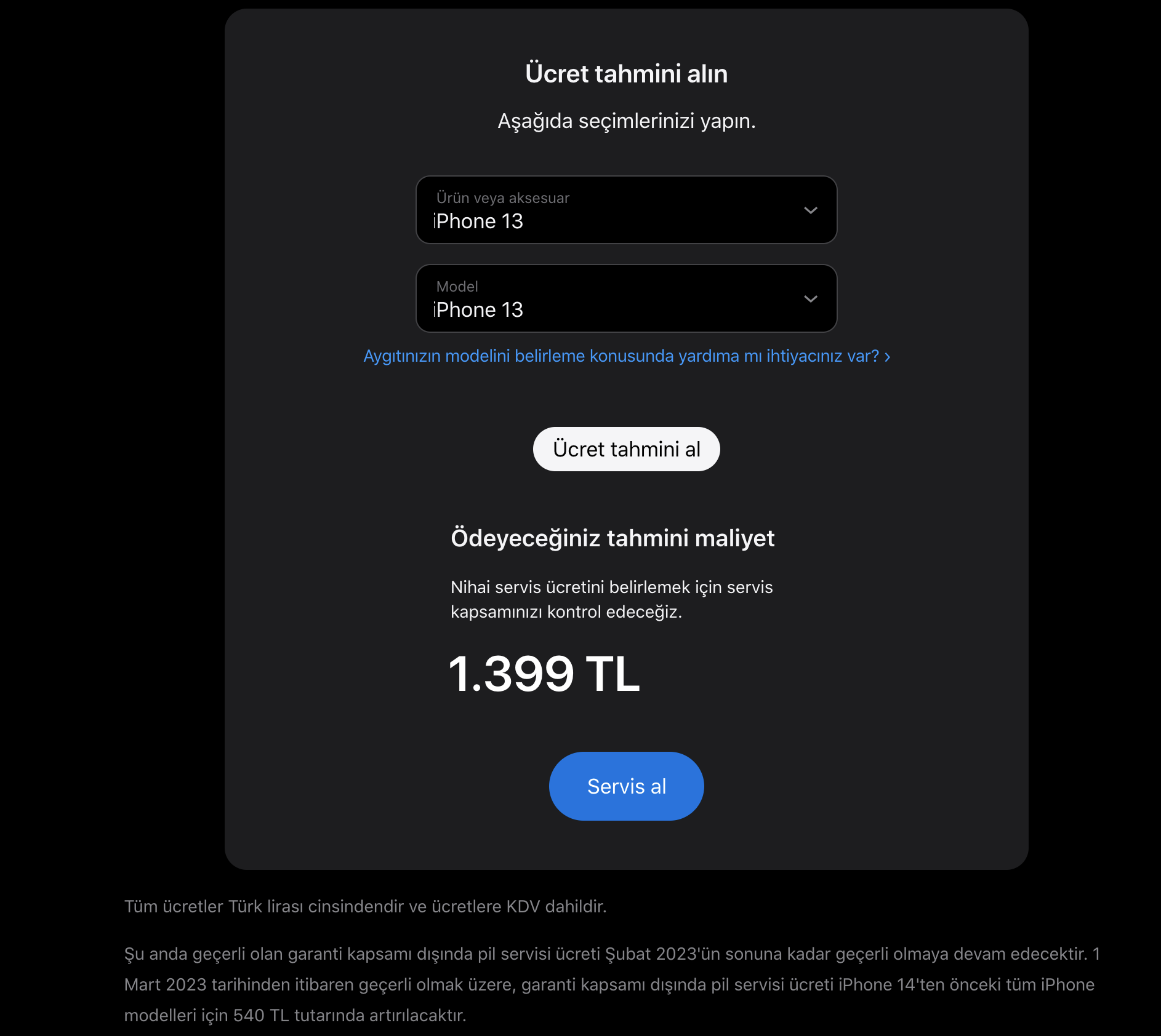 iPhone batarya değişim ücretleri