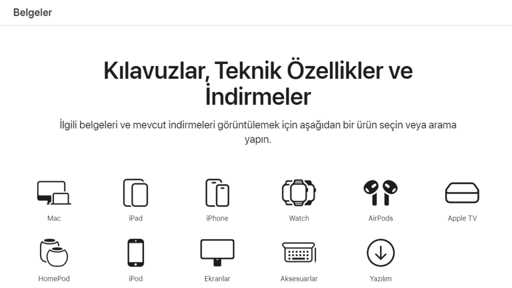 Apple sitesinde Kılavuz sayfası yayında