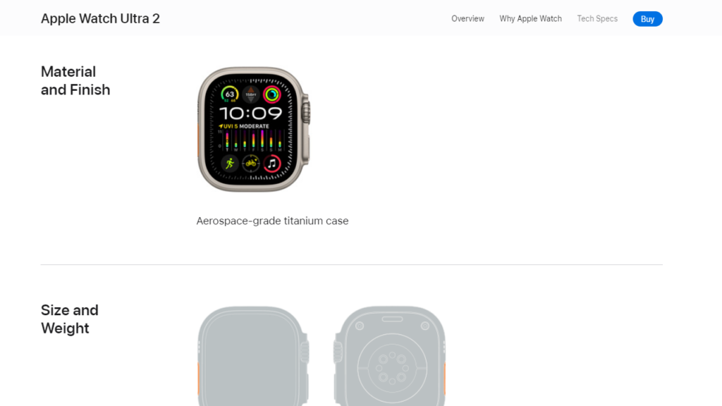 Apple web sitesinde Watch modelleri için özellikler sayfası yayınlandı