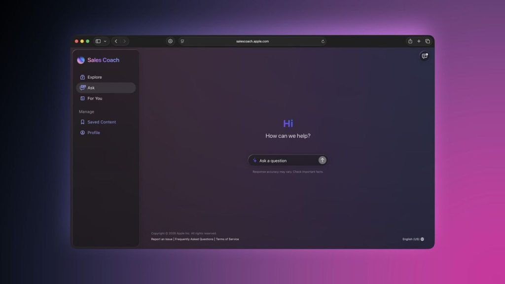 Apple Sales Coach uygulaması