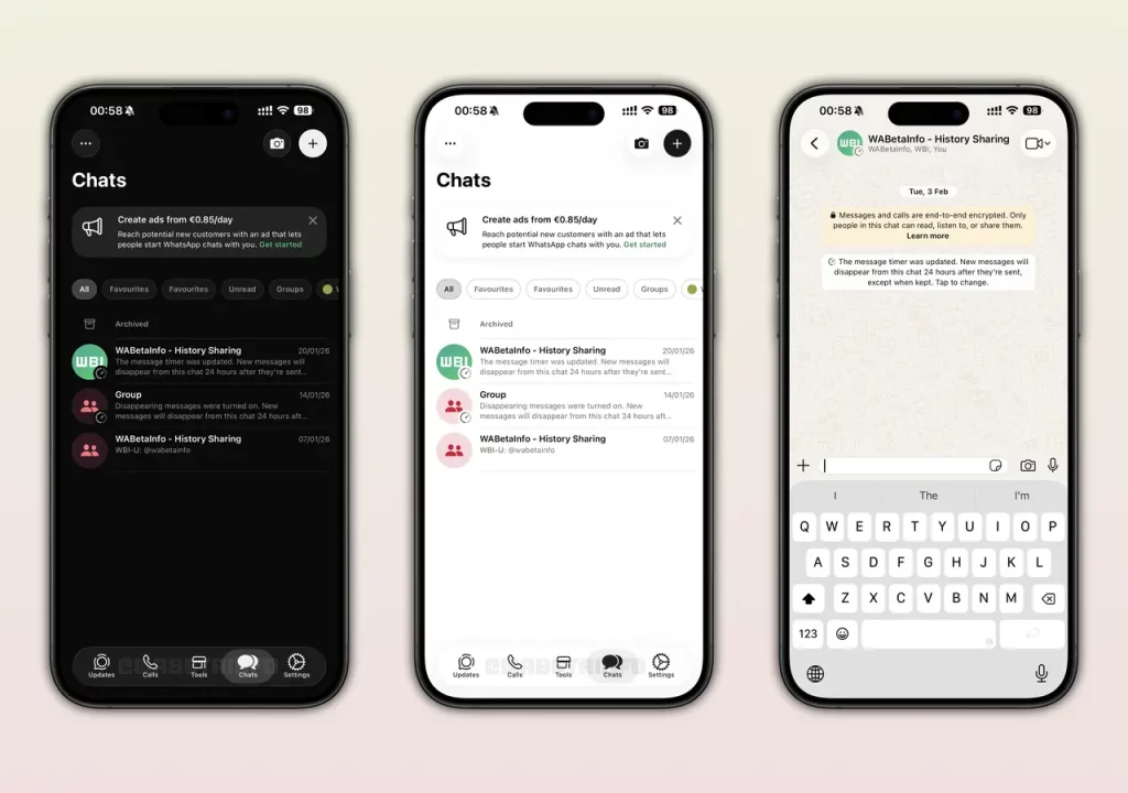 WhatsApp Liquid Glass