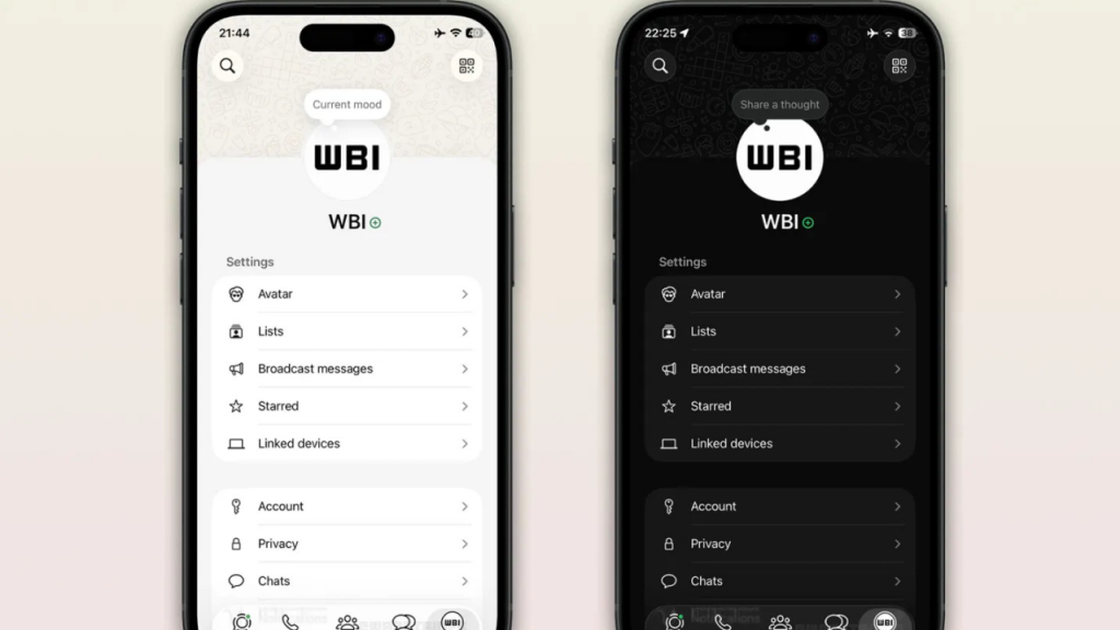 WhatsApp profil sekmesi