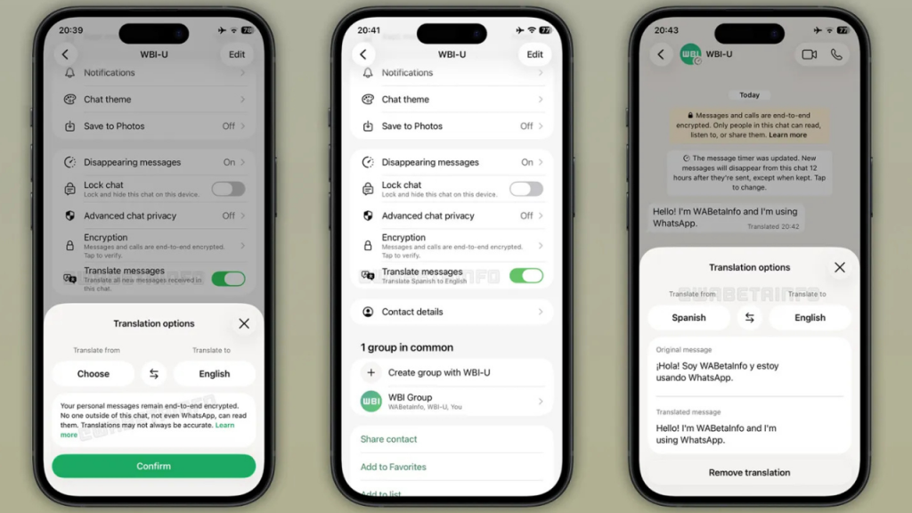 WhatsApp mesaj çevirisi