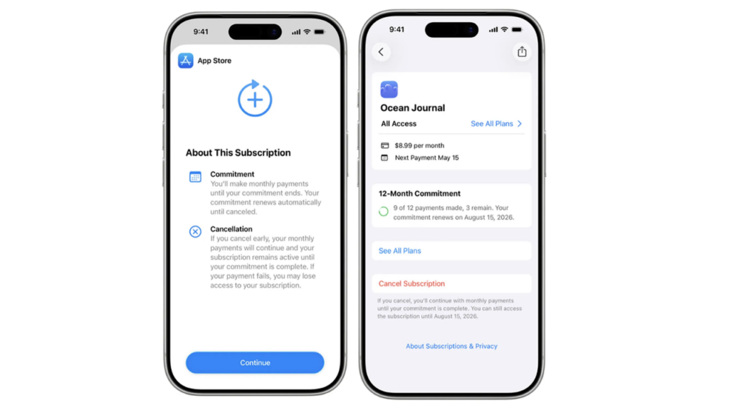 Apple App Store 12 aylık taahhütlü abonelik