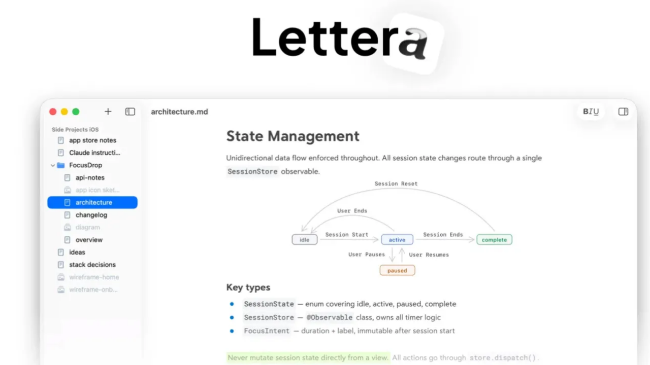 Lettera Markdown Editörü Mac Kullanıcıları İçin Tanıtıldı