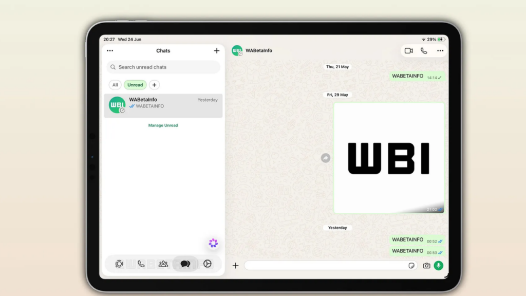 WhatsApp iPad uygulaması
