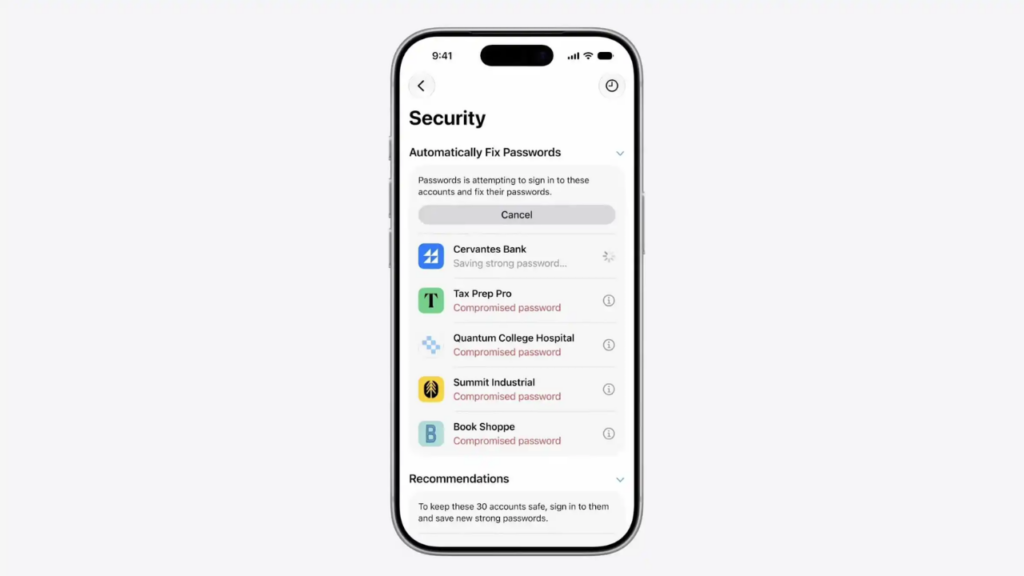 iOS 27 şifreler uygulaması