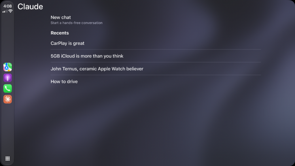 Claude Apple CarPlay entegrasyonu