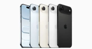 Mavi, altın, beyaz ve siyah renk seçenekleriyle iPhone Air'in ön ve arka yüzü
